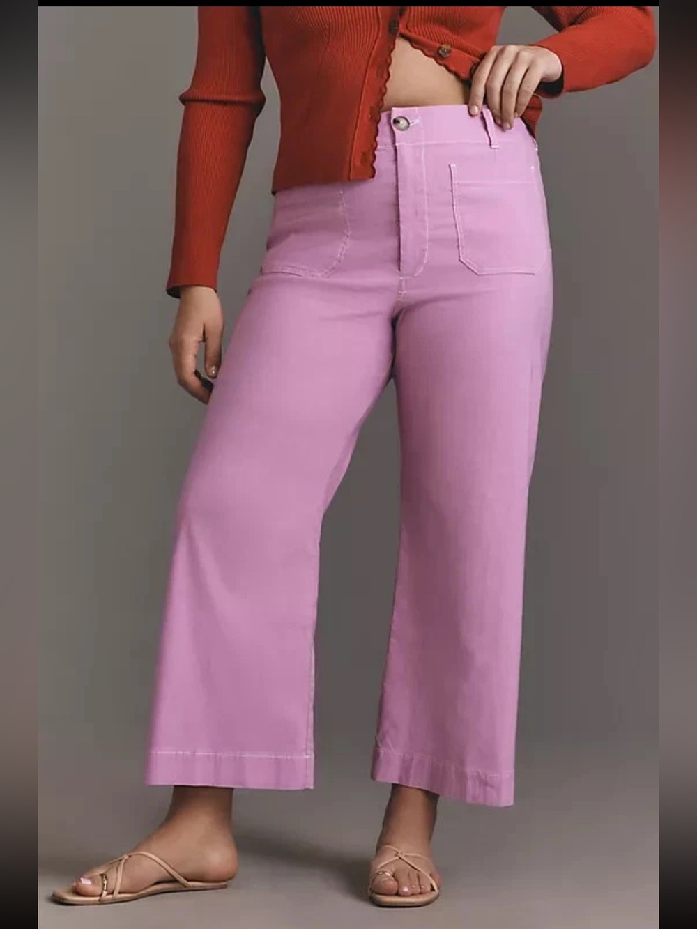 Maeve The Colette High-Rise Wide-Leg Pants in Pink
